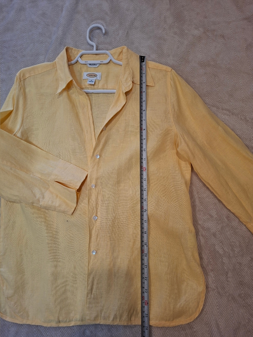 Talbots  Irish Linen Vintage Light Yellow Button‑Up Shirt Size 12 - Picture 9 of 11